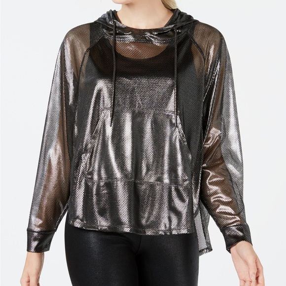 MaterialGirl Junior Metallic SemiSheer Windbreaker
